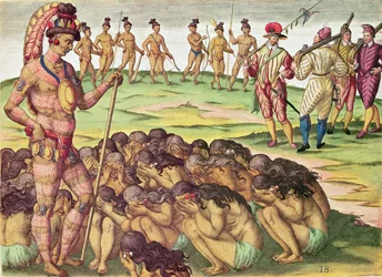 Brevis Narratio, the Women Whose Husband is Killed in Combat or Died of Disease are Claimed by King (page 213), 1563